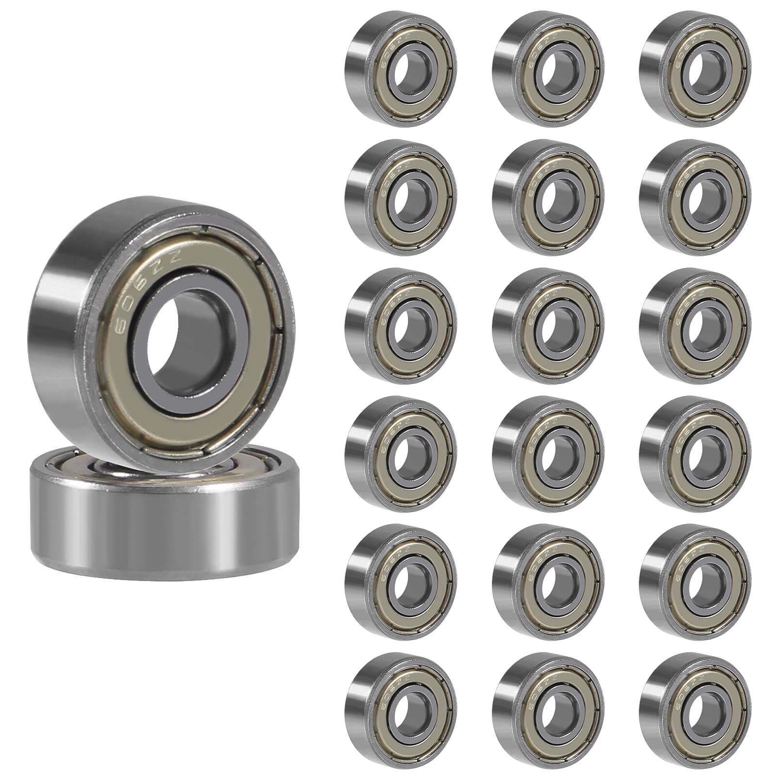 20 Pcs 606ZZ Ball Bearing, MELIFE Double Shielded 606-2Z 80016 6mm